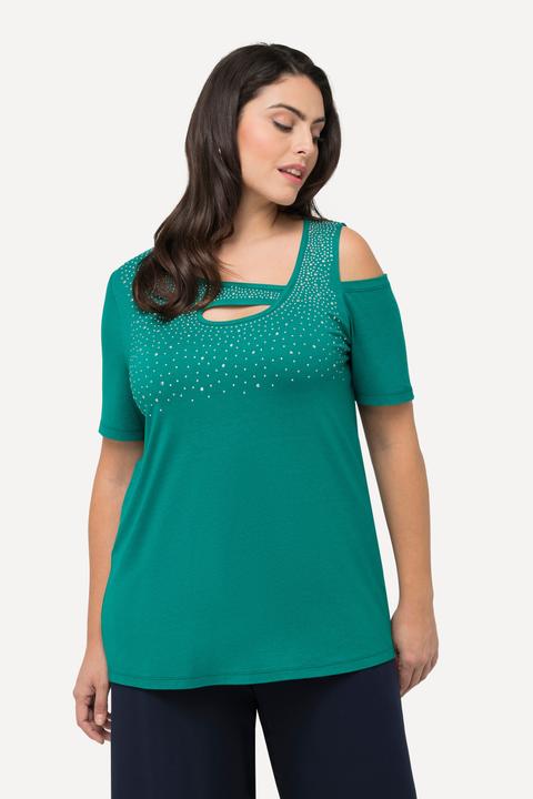 Produktbild Ulla Popken T-Shirt, Ziersteine, A-Linie, Cut-Outs, Halbarm (46, 48)