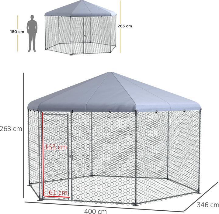 Immagine prodotto PawHut Hühnerstall Stahl, Polyester Silber