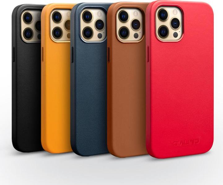 Actual product image QiAlino Coque cuir véritable (compatible MagSafe) (Apple iPhone 12 Pro Max)