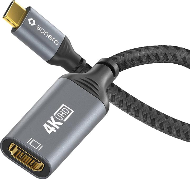 Produktbild Sonero USB-C/HDMI-Adapter, 4K60, 18Gbps, Stecker/Buchse, grau/schwarz, 10 cm (HDMI, 15 cm)