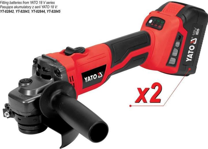Actual product image Yato ANGLE GRINDER 18V SPEED CONTROL 2x4.0Ah (125 mm)