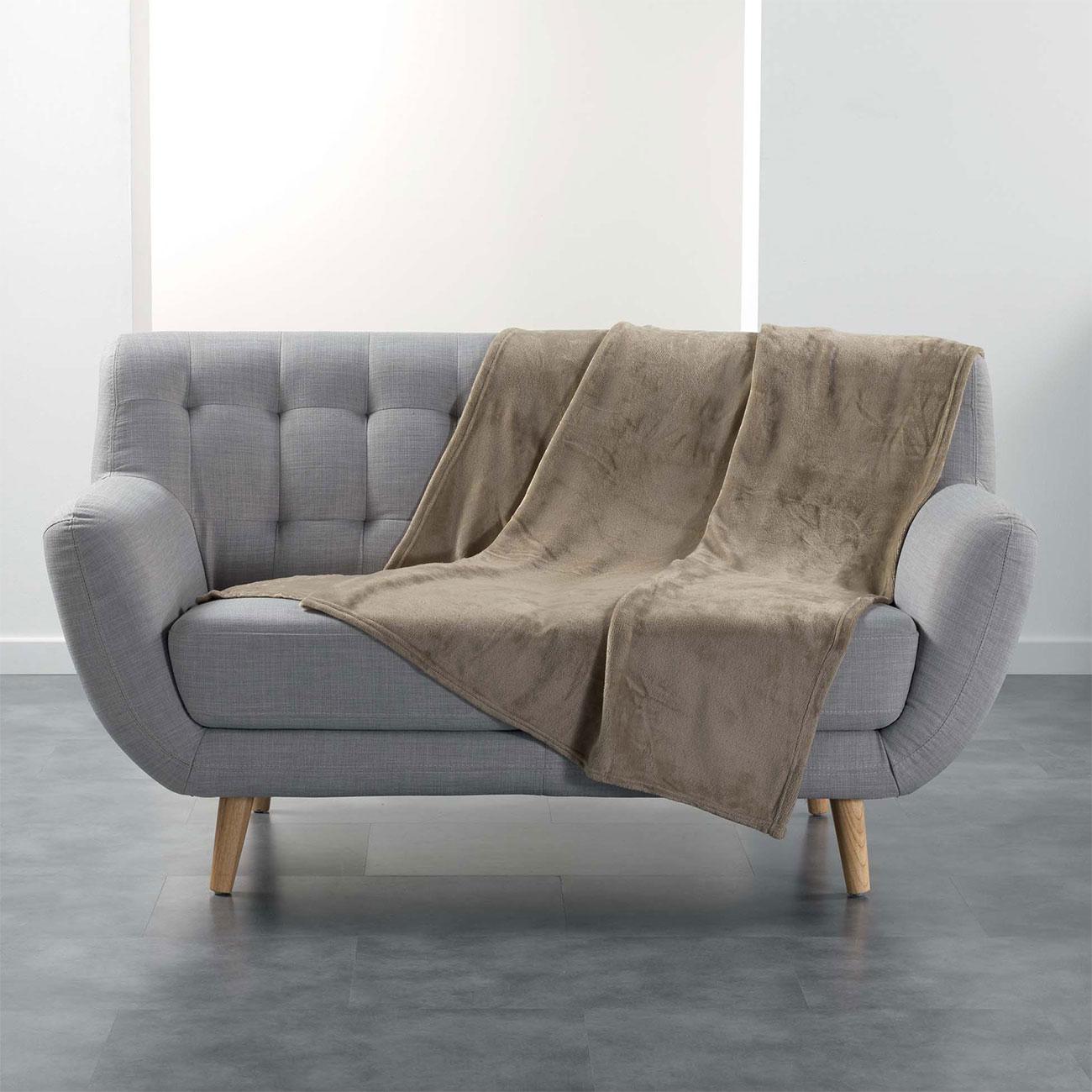 Douceur D'intérieur, Decke, Decke, Taupe, 150 x 125 x 0,2, Flanell United Fla (150 x 125 cm)