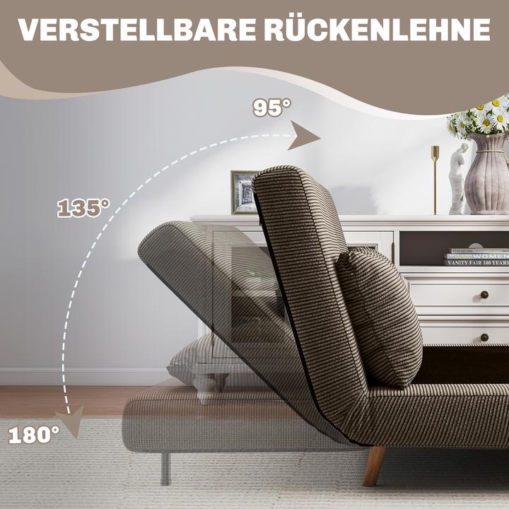 Produktbild Homcom Schlafsofa Polyester, Buchenholz Kaffee-Braun