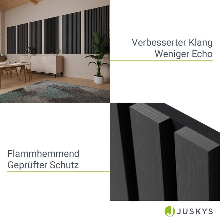 Produktbild Juskys 4x Akustik Wandpaneele 120x60cm - Eiche Dunkelgrau