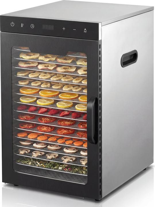 Arendo Dörrautomat Edelstahl, 16 Fächer, Temperaturregler 30°-90°C, Dörrgerät, 1000 W