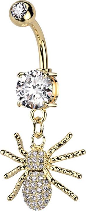 Immagine prodotto Star Piercing Banane vergoldet mit zwei Kugeln Kristall silber Anhänger Spinne Kristallen silber (Acciaio chirurgico 316L, Ottone)