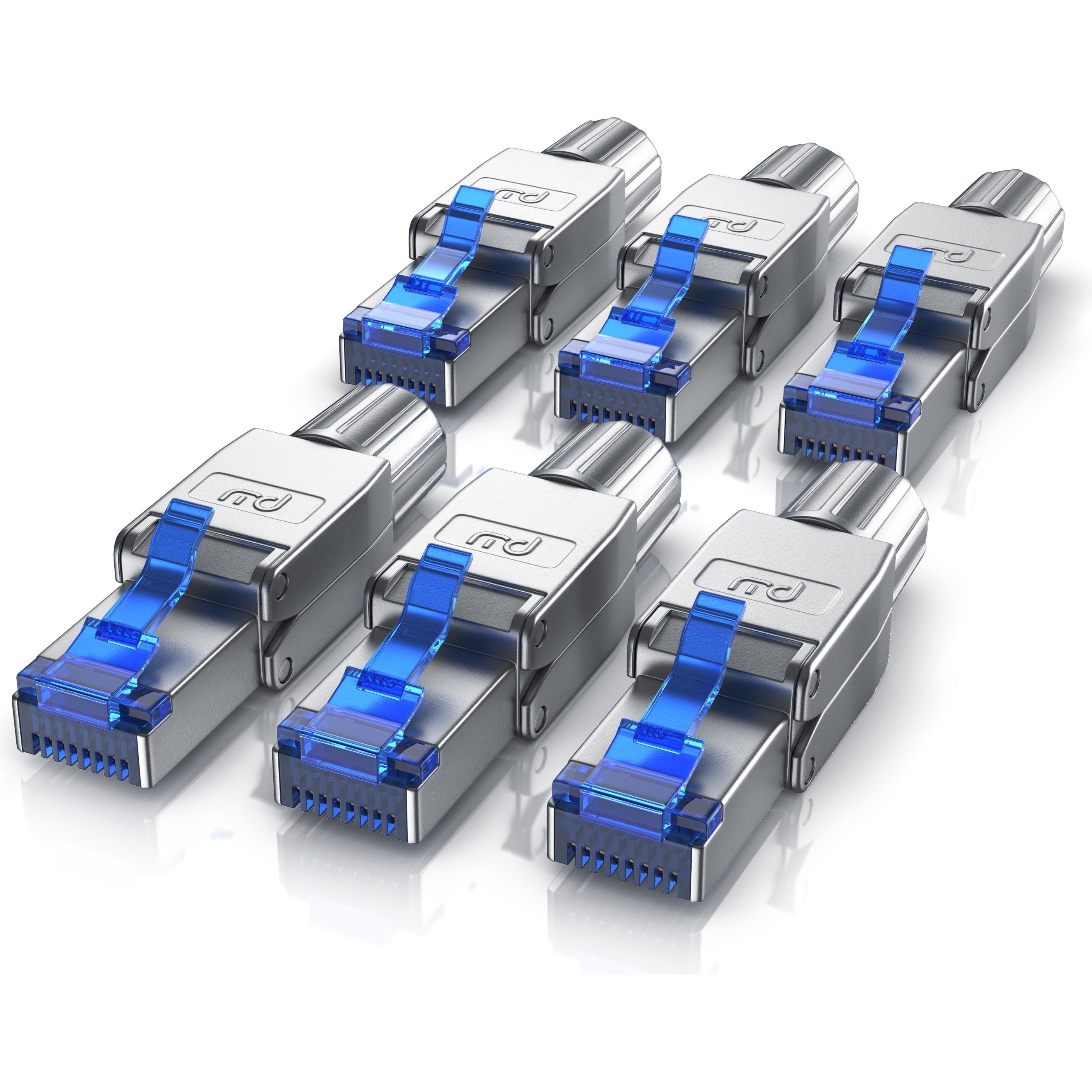 Primewire 6x Netzwerkstecker feldkonfektionierbar RJ45 CAT 8, Steckverbinder CAT8 für LAN Kabel Netzwerkkabel (0.05 m), ...