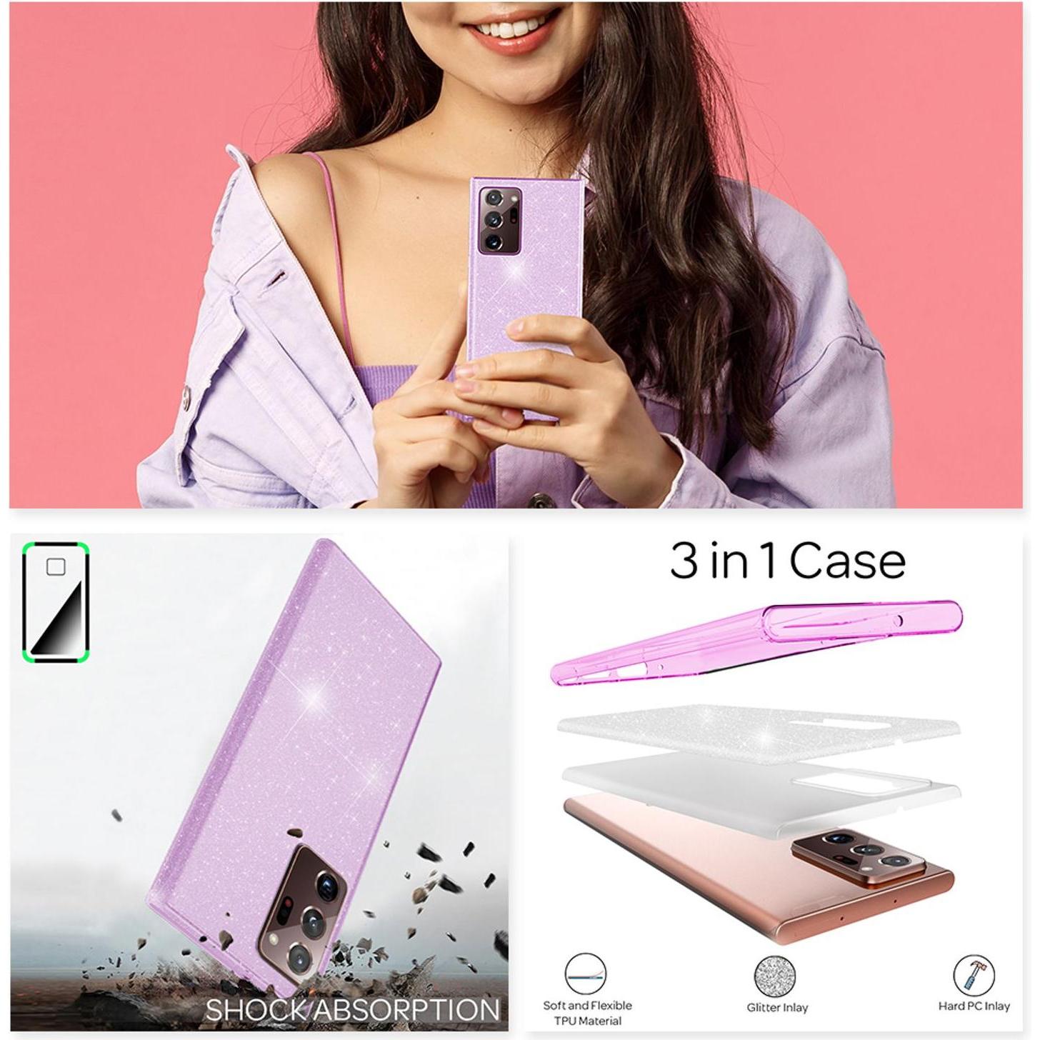 Thumbnail - Nalia Glitzer Hülle (Samsung Galaxy Note 20 Ultra), Smartphone Hülle, Violett