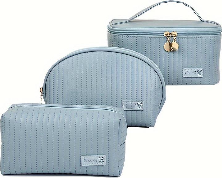 Only-Bags.Store 3pcs/set Kosmetiktasche, tragbare grosse Öffnung quadratische Kosmetiktasche / Shell Design