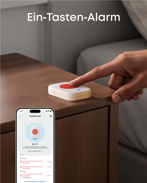 Produktbild eufy IP65-zertifiziert, 200m Funkreichweite, benötigt Homebase Panic Button E10