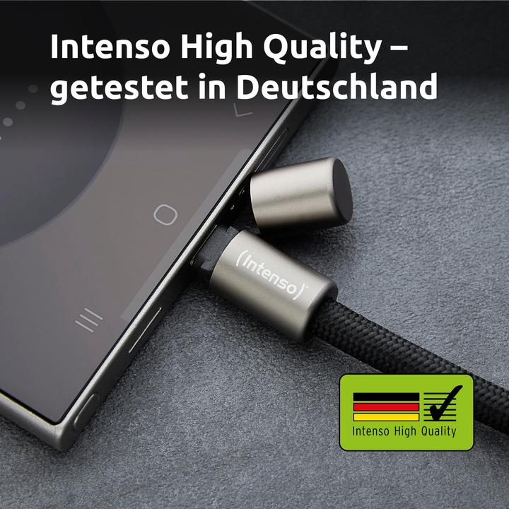 Produktbild Intenso Handykette als Lade- + Datenkabel USB-C bis 1,65m schwarz (1.65 m, USB 2.0, 60 W)