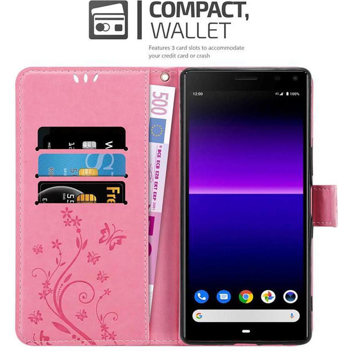 Thumbnail - Cadorabo Flower Book Cover (Sony Xperia 8), Smartphone Hülle, Rosa