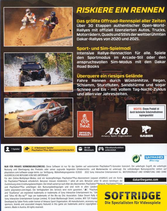 Produktbild Saber Interactive Dakar Desert Rally (PS5) (PS5, DE)