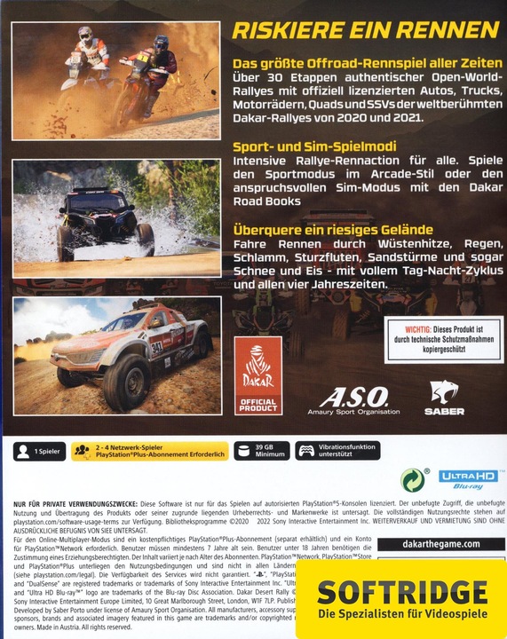 Immagine prodotto Saber Interactive Rally nel deserto Dakar (PS5) (PS5, DE)