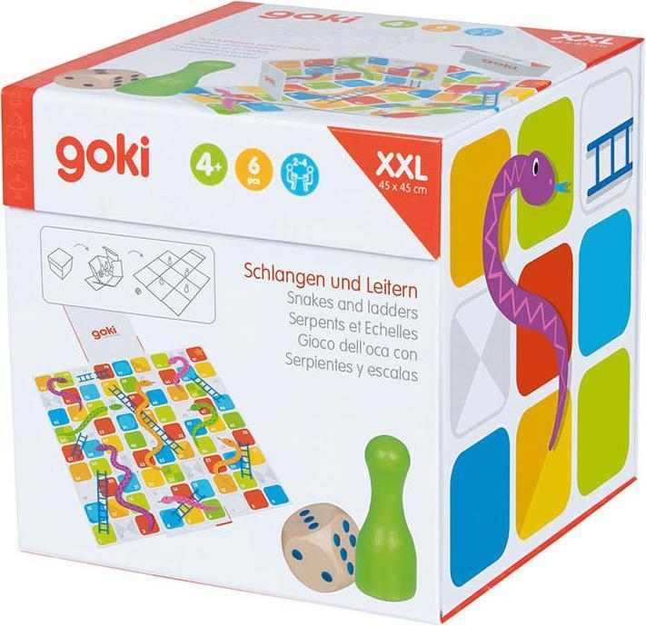 Actual product image Goki XXL snakes & ladders in a fold-out cube