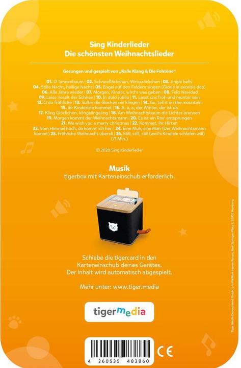 Produktbild Tigermedia tigercard - Sing Kinderlieder - Die schönsten Weihnachtslieder (Deutsch)