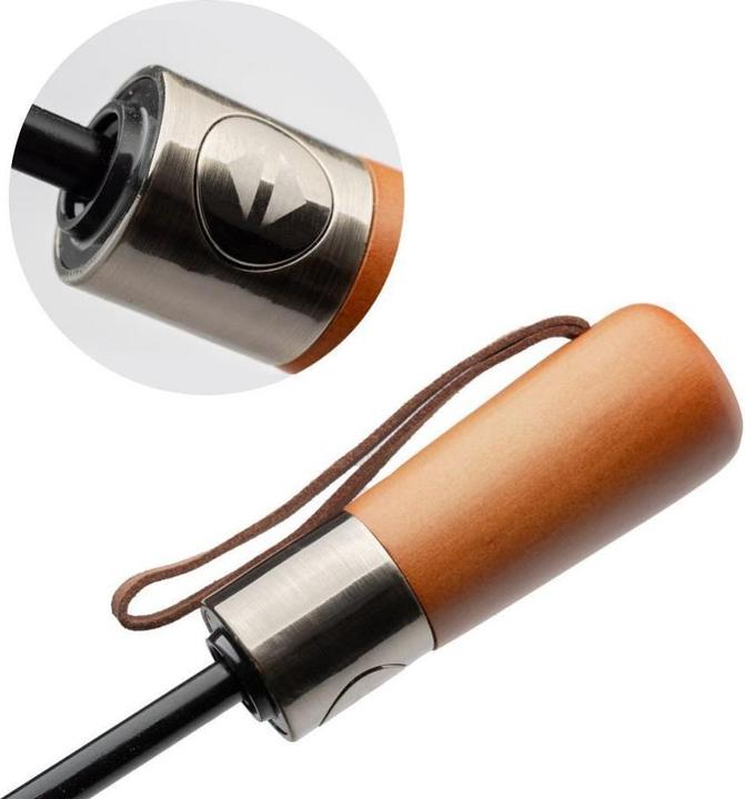 Actual product image OEM Consumer electronics Automatic foldable umbrella with wood handle 10-ribs XXL 115 cm black