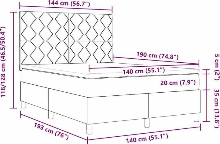 Image du produit vidaXL Boxspringbett (140 x 190 cm)