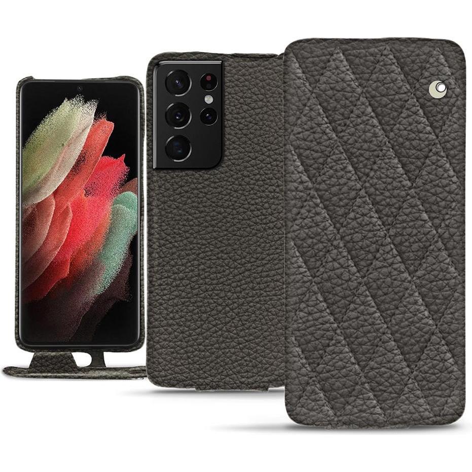Noreve Lederschutzhülle vertikal (Samsung Galaxy S21 Ultra), Smartphone Hülle, Grau