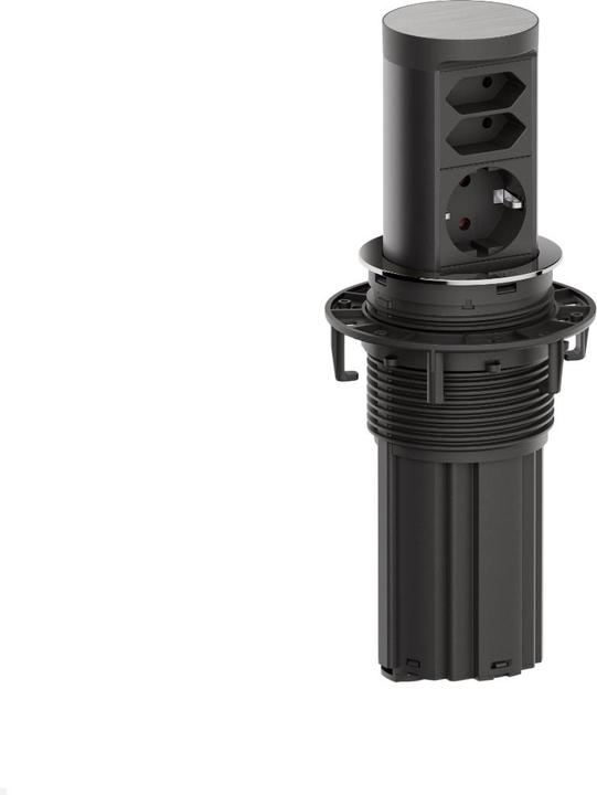 Actual product image Bachmann ELEVATOR 2 versenkbare Einbausteckdose 3-fach, 1x CEE7/3, 2x Euro, Edel... (3x, CEE 7/16, CEE 7/3, Type 13, Type 23, 2 m)