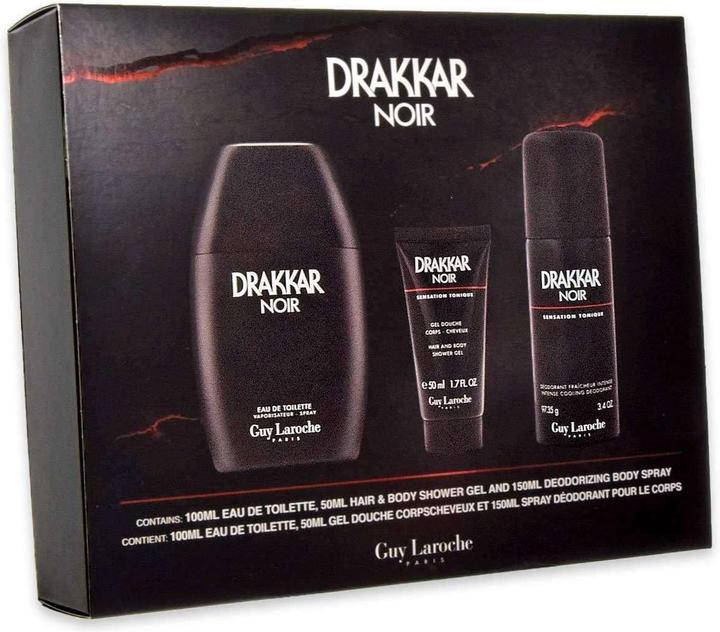 Immagine prodotto Guy Laroche Set regalo Drakkar Noir - 100ml EDT, 150ml Deodorante Spray, 50ml Gel doccia (Set di profumi)