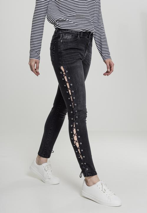 Actual product image Urban Classics Ladies Denim Lace Up Skinny Pants (28)