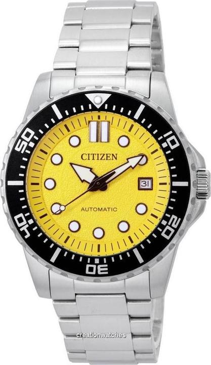 Citizen Orologio Subacqueo Automatico Quadrante Giallo (Lunette tournante à gauche, Montre de plongée, 43 mm)