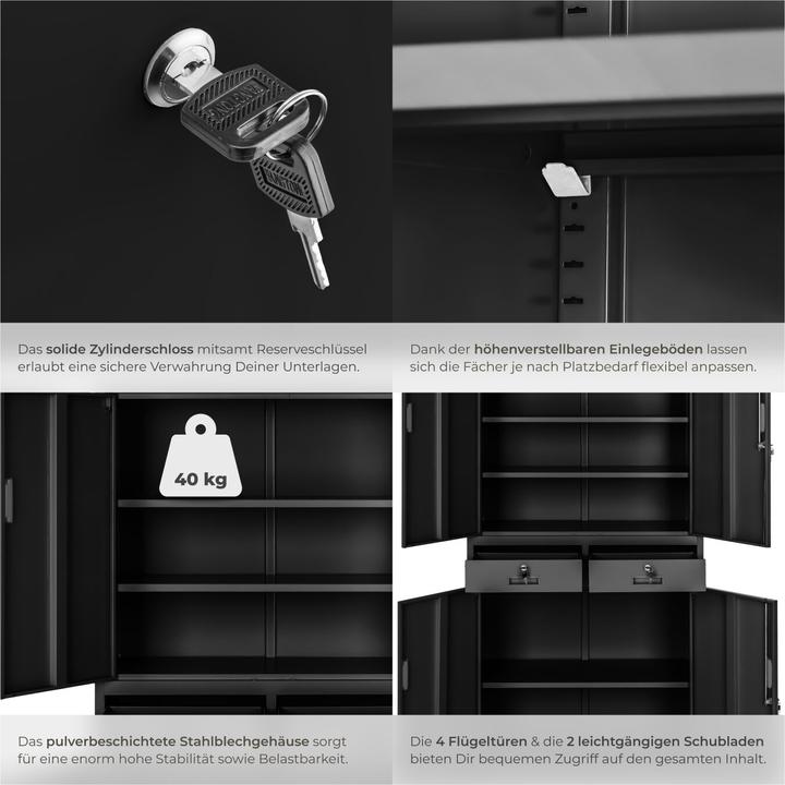 Produktbild tectake Aktenschrank (80 x 40 x 180 cm)