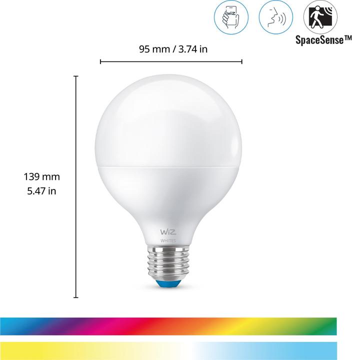 Image du produit WiZ Globe blanc réglable (E27, 11 W, 1055 lm, 1 x, F)