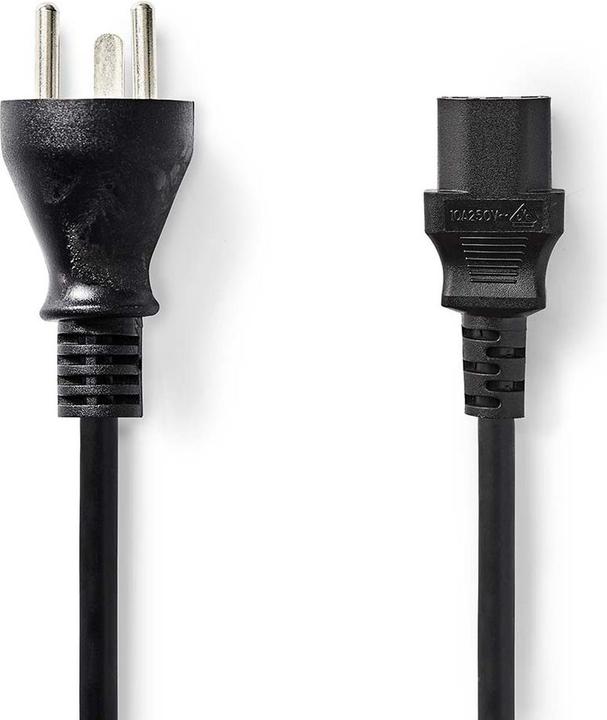 Produktbild Nedis Stromkabel | Dänemark Stecker | IEC-320-C13 | Gerade | Gerade | Vernickelt | 2.00 m | Rund | P (2 m)