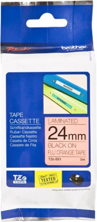 Brother TZB51 24 Schwarz AUF Orange (2.40 cm, Orange, Schwarz)