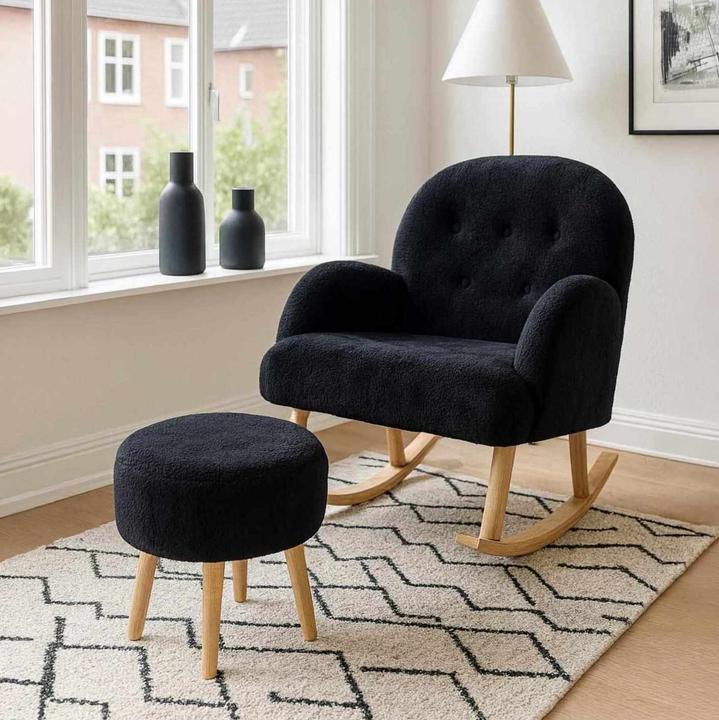 Produktbild Atelier del Sofa Dügmeli Wing Chair & Pouffe Set (2 Pieces)