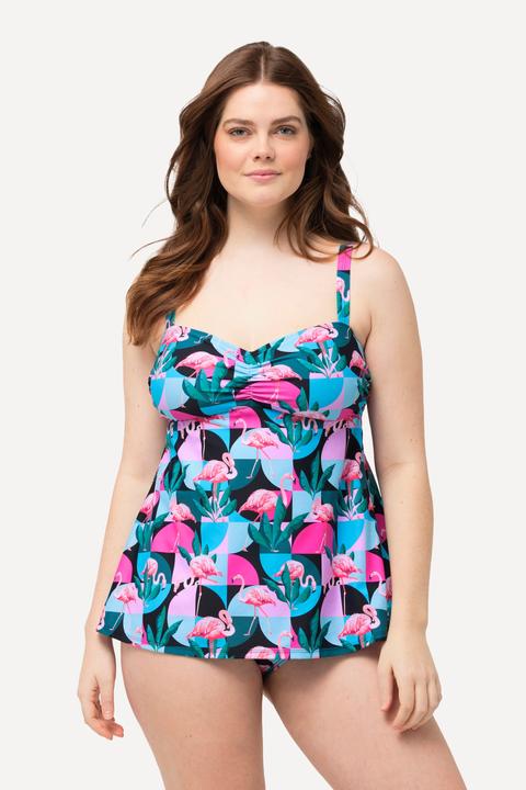 Image du produit Ulla Popken Tankini à motif flamand et bonnets souples, bretelles ajustables, matière recyclée (44 A)