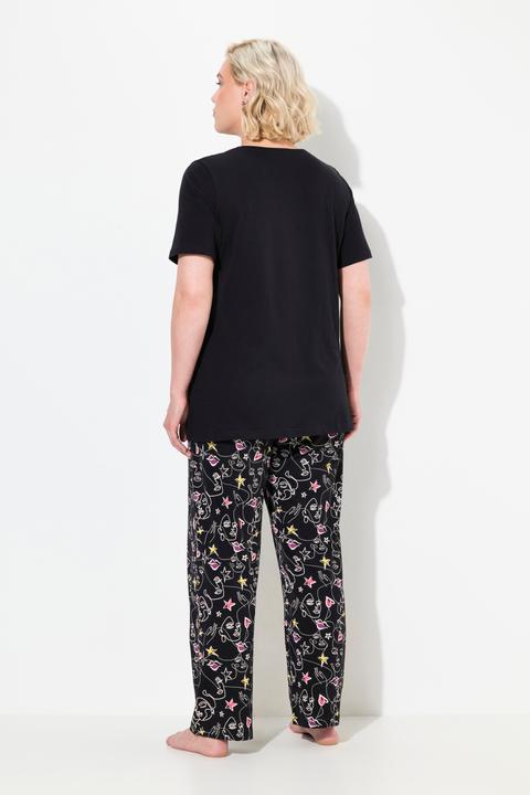 Produktbild Ulla Popken Pyjama, Zweiteiler, Scribble-Herz, Halbarm, lange Hose (46, 48)
