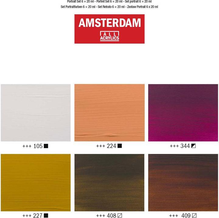 Produktbild Amsterdam Acrylfarbe Portrait 6 Tuben à 20 ml (Multi, 20 ml)