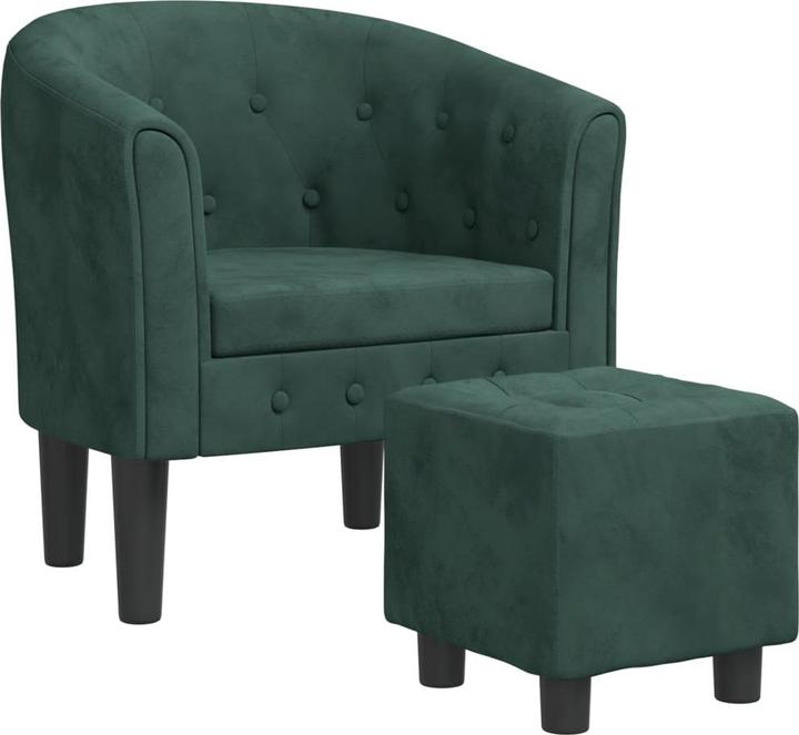 Produktbild vidaXL Clubsessel mit Fusshocker Dunkelgrün Samt,Farbe