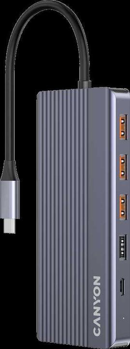 Produktbild Canyon USB-13-in1 HUB USB-C > 2xHDMI/1xDP/4xUSB/RJ45/SD/Aud. retail (USB-C, 13 Ports)