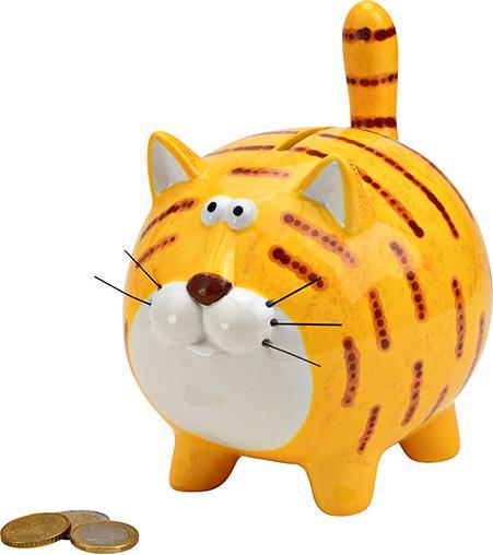 G. Wurm Spardose Katze aus Keramik gelb (B/H/T) 14x17x12cm (14 x 17 x 12 cm)