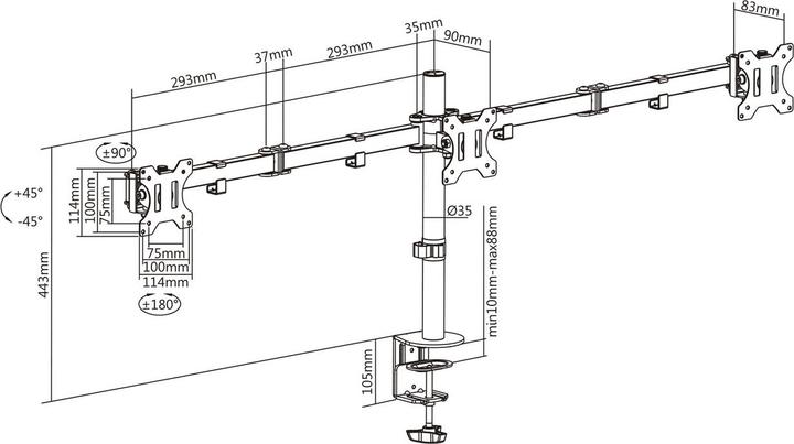 Image du produit Aisens Soporte Mesa Giratorio Inclinable 3 Monitores 7kg Negro (Tables, 27", 7 kg)