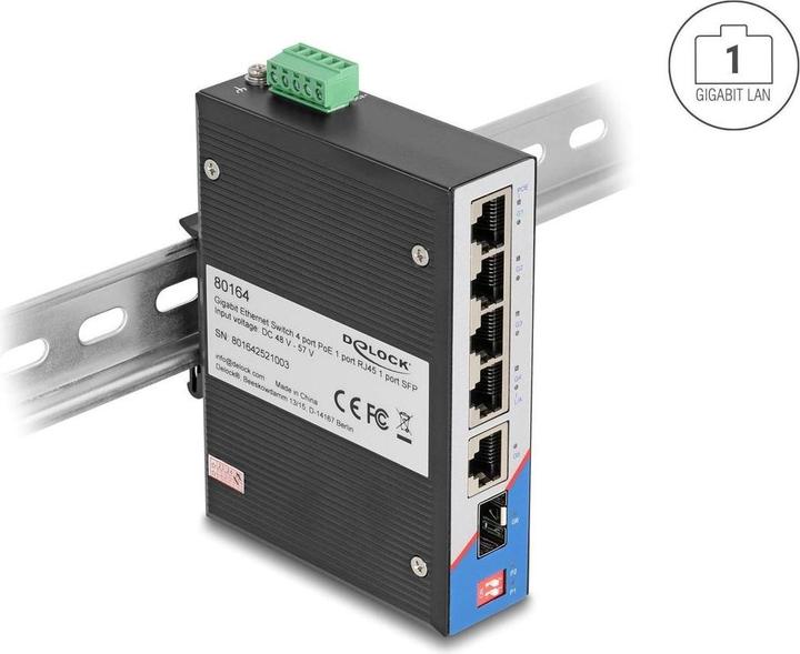 Immagine prodotto Delock Industrie Gigabit Ethernet Switch 4 Port PoE 1 Port R (5 Porti)