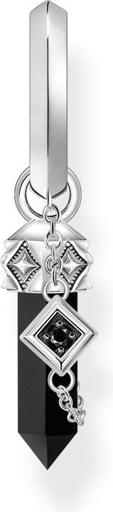Thomas Sabo Créole simple avec pendentif en onyx et chaîne en argent noirci (Noirci, Argent sterling 925)