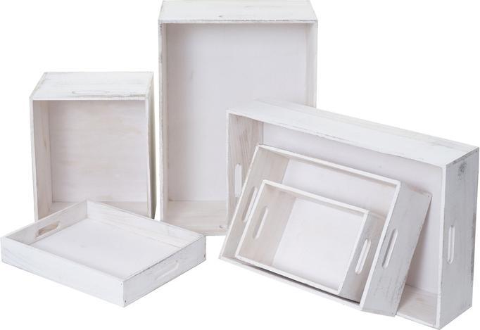 Produktbild Swisshandel24 6er Set Holzbox HWC-C20, Dekokiste Aufbewahrung Holzkiste, Shabby-Look Vintage weiss shabby (40 x 30 x 24 cm, 60 x 40 x 15 cm, 30 x 20 x 15 cm, 60 x 40 x 24 cm, 40 x 30 x 7 cm)