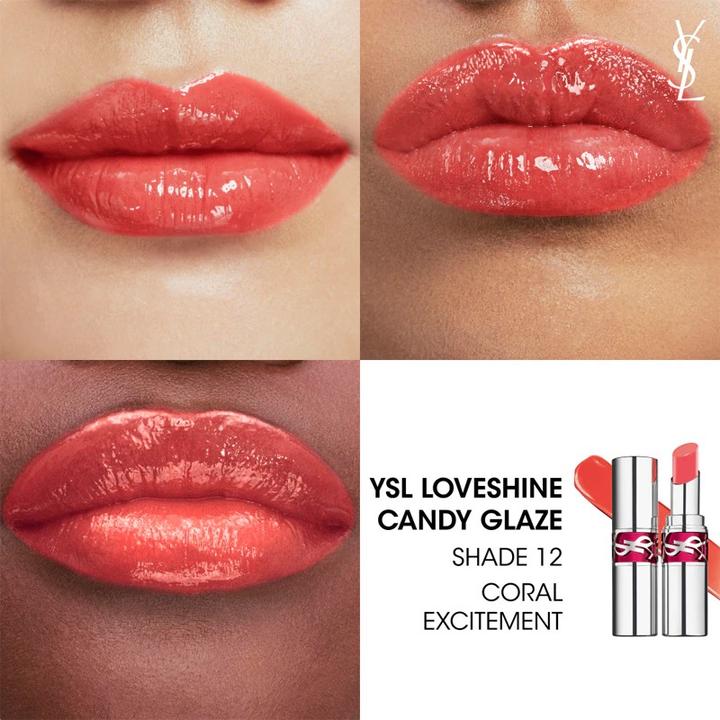 Actual product image Yves Saint Laurent Rouge Volupte Candy Glaze Lipgloss 12 (#12 Coral Excitement)