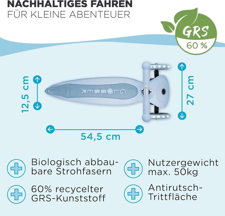 Produktbild Globber JUNIOR FOLDABLE LIGHTS ECO blaubeere,mit Leuchtrolle