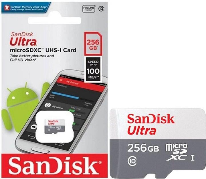 Produktbild SANDISK 256GB ULTRA LITE WHITE/GRAY MICROSDXC 100MB/S CLASS 10 UHS-I (256 GB, microSDXC, U1, UHS-I)