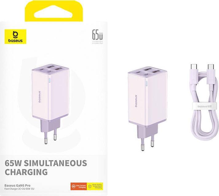 Actual product image Baseus GAN6 Pro Fast Charger, 2xUSB-C 2xUSB, 65W (65 W)