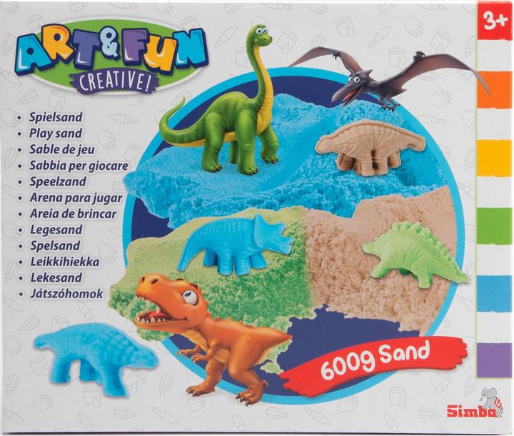 Productafbeelding Simba 106344621 Art and Fun Speelzand Set Dinosaurussen, 3X 200g Zand, Platform, 4X Dino 3D Vorm, Fos