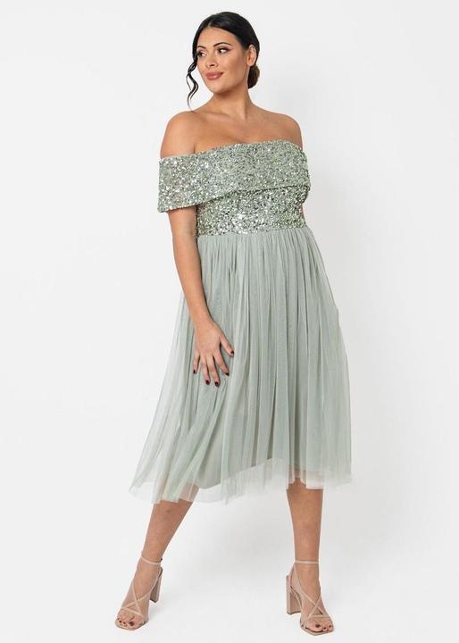 Image du produit Herba Robe Midi Bardot Décorée Deluxe Maya (50)