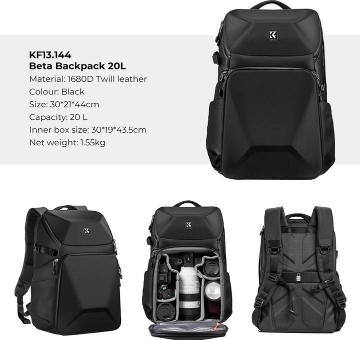 Image du produit K&F Concept K&F Conecpt Sac à dos 20L noir KF13.144 (Nouveauté) (Sac à dos photo, 20 l)
