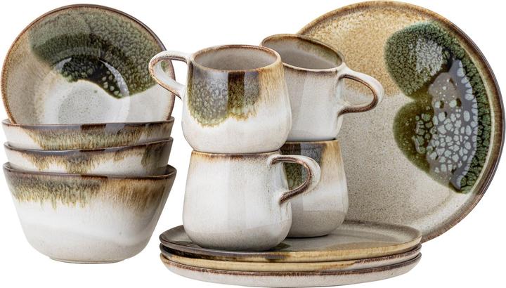 Bloomingville - Jules Breakfast Set - Green - Set Of 4x3 Items - Stoneware (12 pcs.)